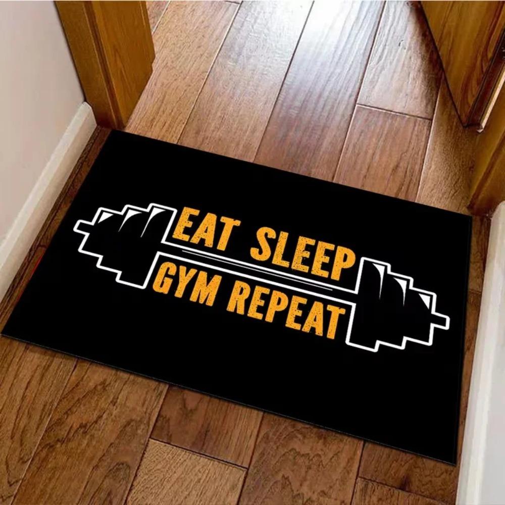 Dumbbell Fitness Equipment 3D Optical Illusion Doormat Flat Non-slip and Easy To Clean Perfect for Front Door Bedroom  Door Mat