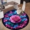 1pc Rose Music Round Chair mat office Area Rug - Non-Slip, Floor Mat for Office, Bedroom, Ideal home decor gift p0105068