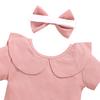Ins Explosive Summer Baby Girl Set Милый однотонный комбинезон из двух предметов с бантом и брюками с цветочным принтом