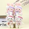 Soft Fluffy Pink And White Bunny Plush Toy With Bow For Kids Backpack Keychain
