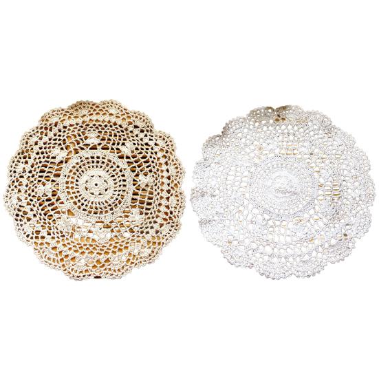 Cup Coaster Non-Slip Odor-Free Cotton Lace Handmade Round Table Placemat for Restaurant