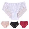 Женские трусы со средней посадкой больших размеров, хлопковые прозрачные трусики с вышивкой и вышивкой, тонкие трусики с подтяжкой бедер