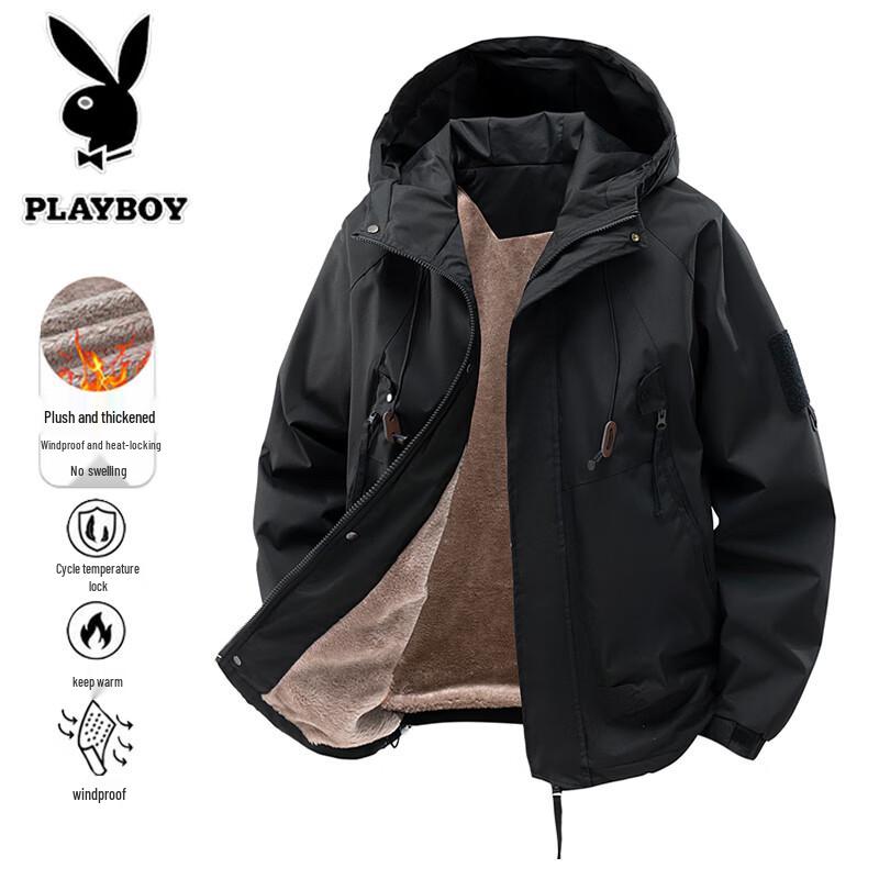 PLAYBOY Мужская куртка с капюшоном на флисовой подкладке