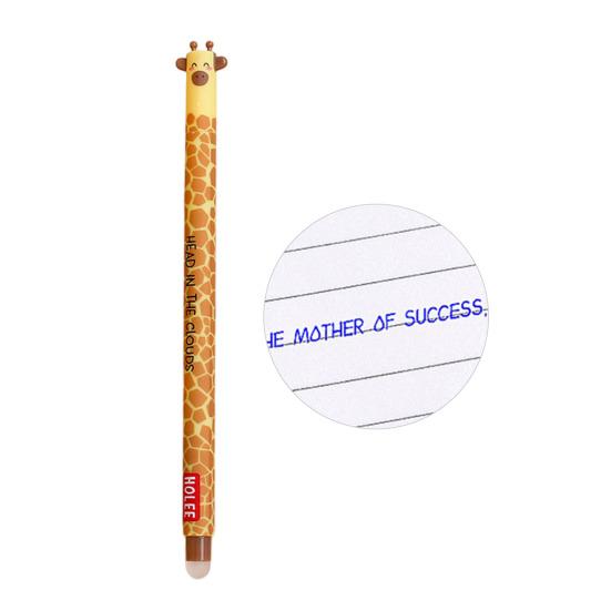 Стирающаяся ручка 0,7 мм с черными чернилами, с мягкой рукояткой, приятной для кожи, с милыми колпачками в виде животных, кнопочный механизм, перезаправляемые ручки, школьные принадлежности