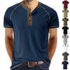 Новая летняя футболка мужская модная белая футболка с воротником хенли с коротким рукавом повседневные тонкие топы однотонные футболки для мужчин