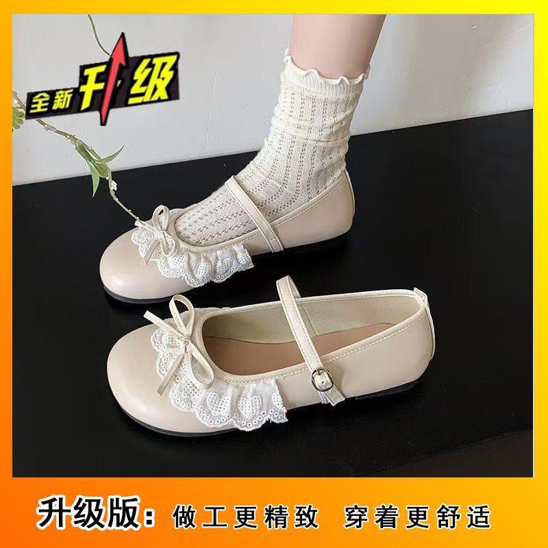 Нежные туфли Мэри Джейн с круглым носком и французским бантом, женские, весна-лето 2025, новые, на низком каблуке, удобные, для поездок на работу, небольшие кожаные туфли