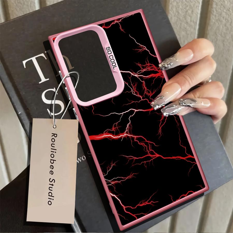 Красный чехол-бампер 'Red Lightning' для Samsung Galaxy S25 S23 Ultra Note 20 Ultra S21 S25Edge S23 S20 Plus S22 S24 FE