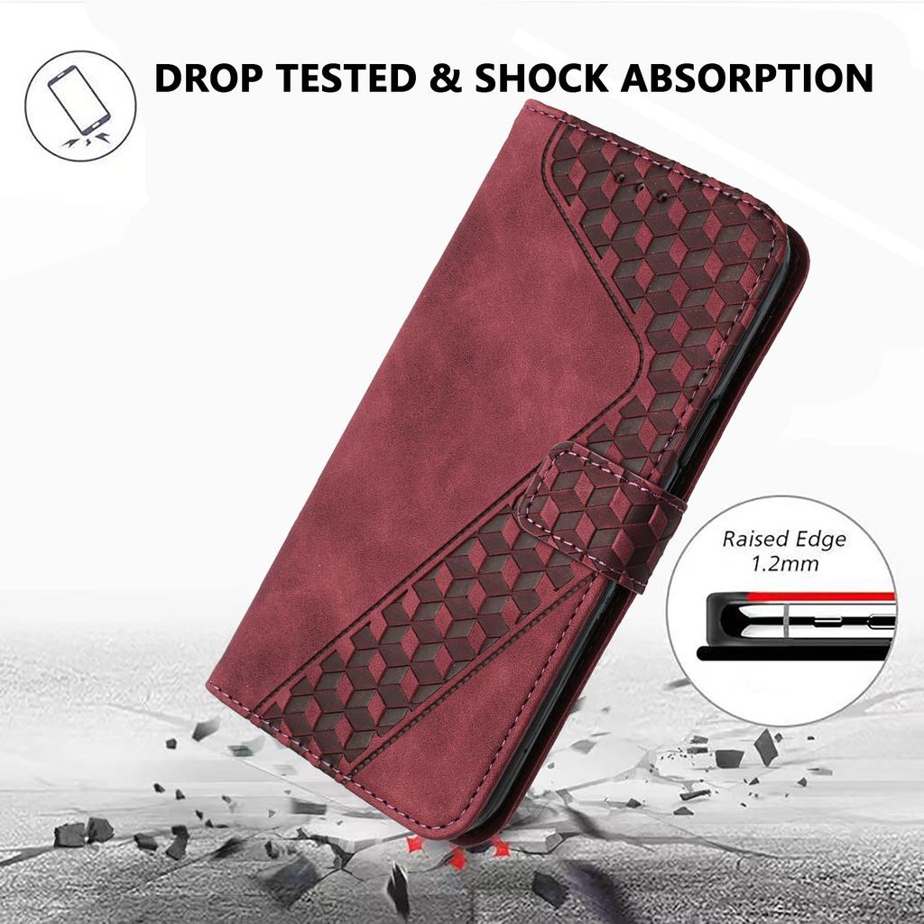 For iPhone 15 Pro Max Leather Case 7-Shaped Pattern Wallet Stand Shockproof Phone Cover