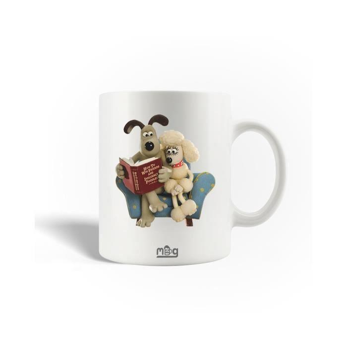 Mug en Céramique - MANIACASE - Fluffles et Gromit - 30cl - Blanc - Compatible lave-vaisselle