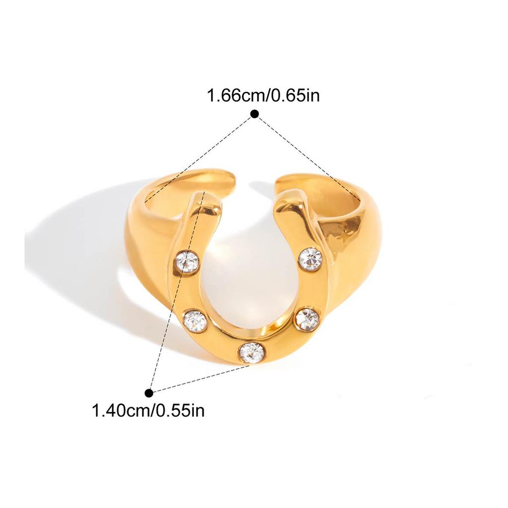 Yori Size 7 Stainless Steel Casting Horseshoe U-shaped Open Ring 18K PVD Plated Charm Daily Jewelry Accessories 2025 Gift
