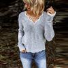 New Women's Knitted Solid Color Sweater Long Sleeve Simple Loose Fashion Casual Pullover Autumn Winter Chic V-neck Sweater