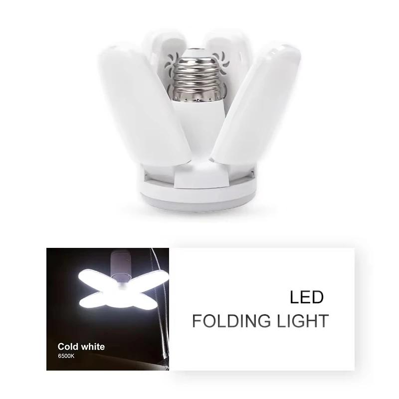 E27 Fan Shape Foldable 28W LED Bulb AC220V/110V Deformation for Home Ceiling Lights Warehouse and Garage White Light 6500K Bulb