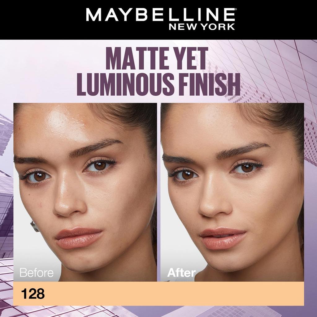 Maybelline New York Super Stay Lumi Matte Liquid Foundation 128  30H Wear Transfer Proof Lightweight Full Coverage Makeup Base 35ml Pack of 1