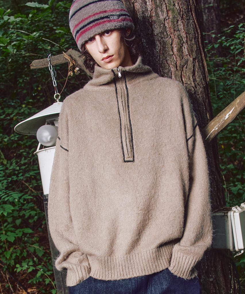XTONZ Xtk176 Funnel Half Zip Knit (Mocha)