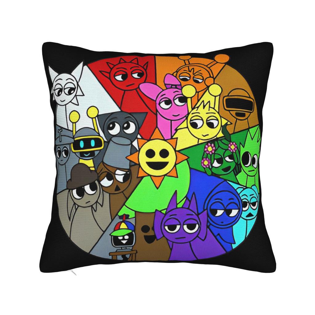 Sprunki Characters Game Pillowcase Polyester Cushion Cover Gift  Throw Pillow Case Cover Seater Zippered 40X40cm