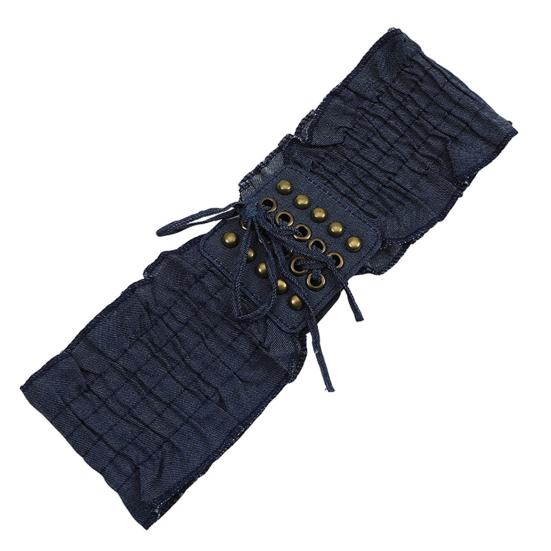 Women Elastic Woven Dress Belt Punk Style Denim Stretchy Corset Wide Edge All-match Retro Fabric Skirt Belt