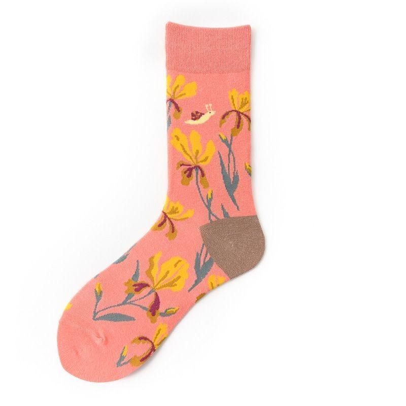 Мужские и женские пары носки чулки средней длины весенний тренд масляная живопись