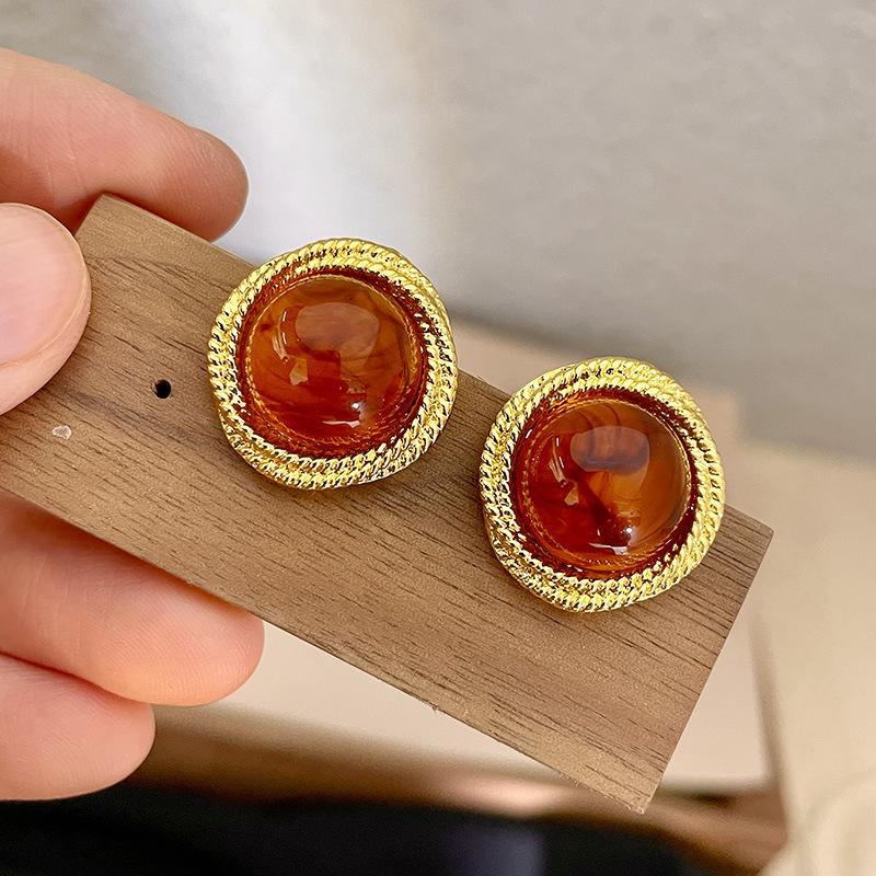 Модные серьги-кольца из смолы янтарного цвета C-образной формы для женщин и девушек, очаровательные трендовые серьги, изысканные украшения