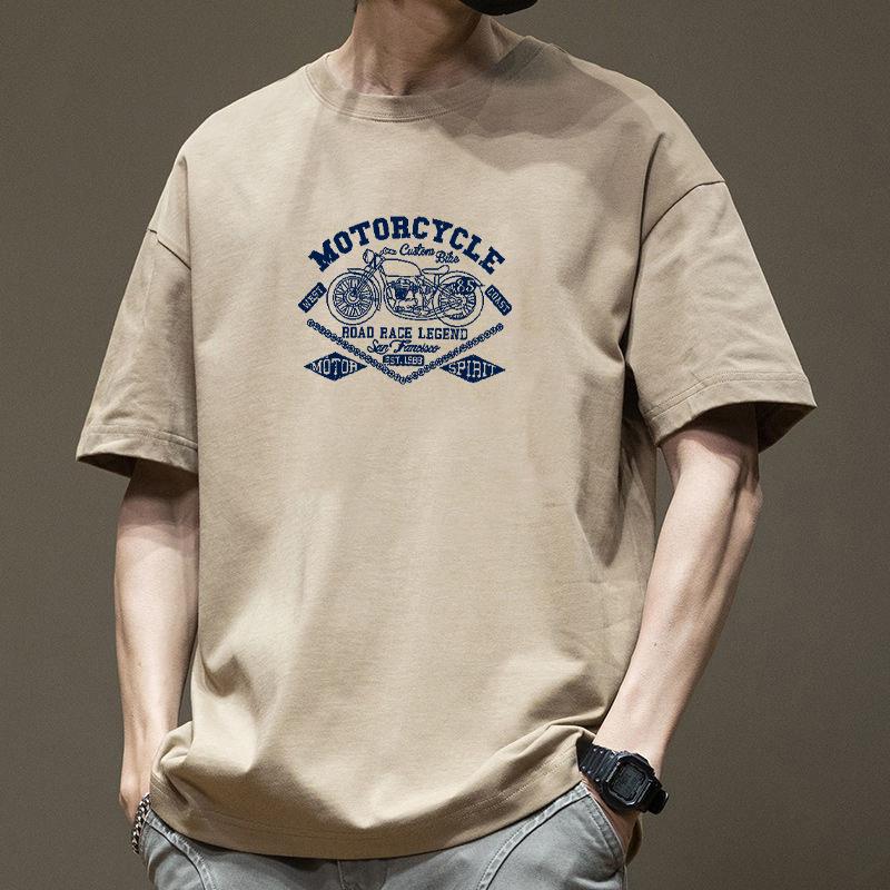 Simple T-shirt Men's Print Summer Trendy Printed Cotton Breathable Short Sleeved Loose Trendy Breathable T-shirts