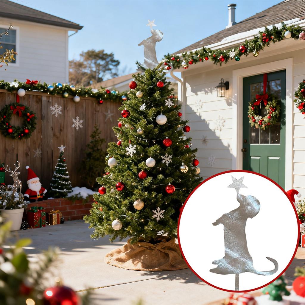 Dachshund Dog Star Christmas Tree Topper - Adorable Iron Art Decoration For Doxie Lovers 11.8inch