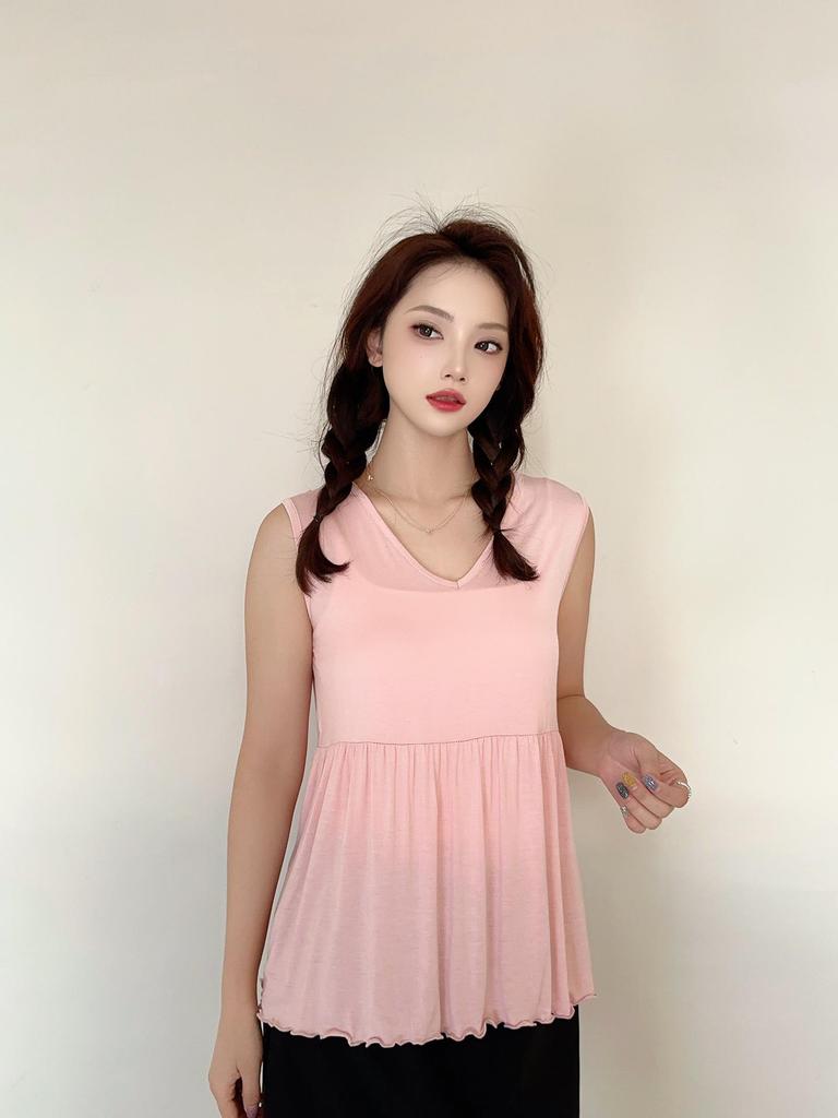 Женская летняя модальная майка с V-образным вырезом - Большой размер, однотонная, облегающая майка