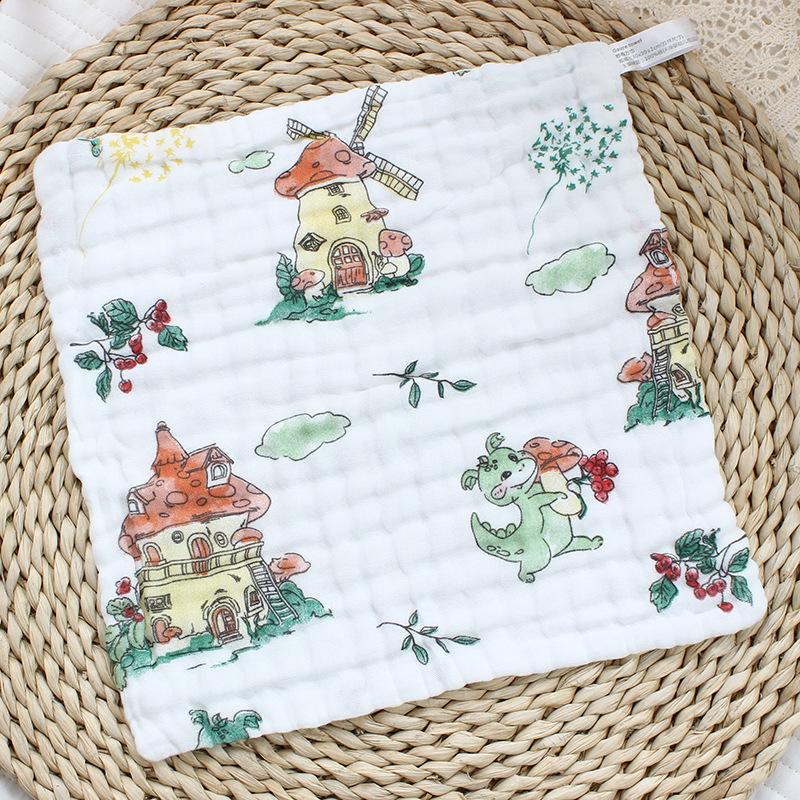 30x30cm Pure Cotton Bubble Cotton Gauze Square Towel Kindergarten Type A Baby Saliva Towel Infant Small Towel 6 Layers