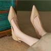 2024 Новая весна женские туфли-лодочки из искусственной кожи с острым носком и низким каблуком мягкие женские туфли модные сексуальные однотонные модные туфли на высоком каблуке