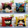 Cartoon Cat Cute Pillow Case Sofa Living Room Bedroom Double-sided Printing Square Cushion Nap Time Pillow Case