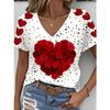 Летний топ с V-образным вырезом, с принтом в виде 3D-цветов, модные повседневные женские футболки с коротким рукавом