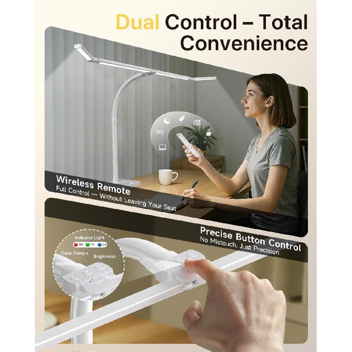 ONEMIX 42" Desk Lamp for Home Office with Base, 1800LM 4-Panel LED Light
