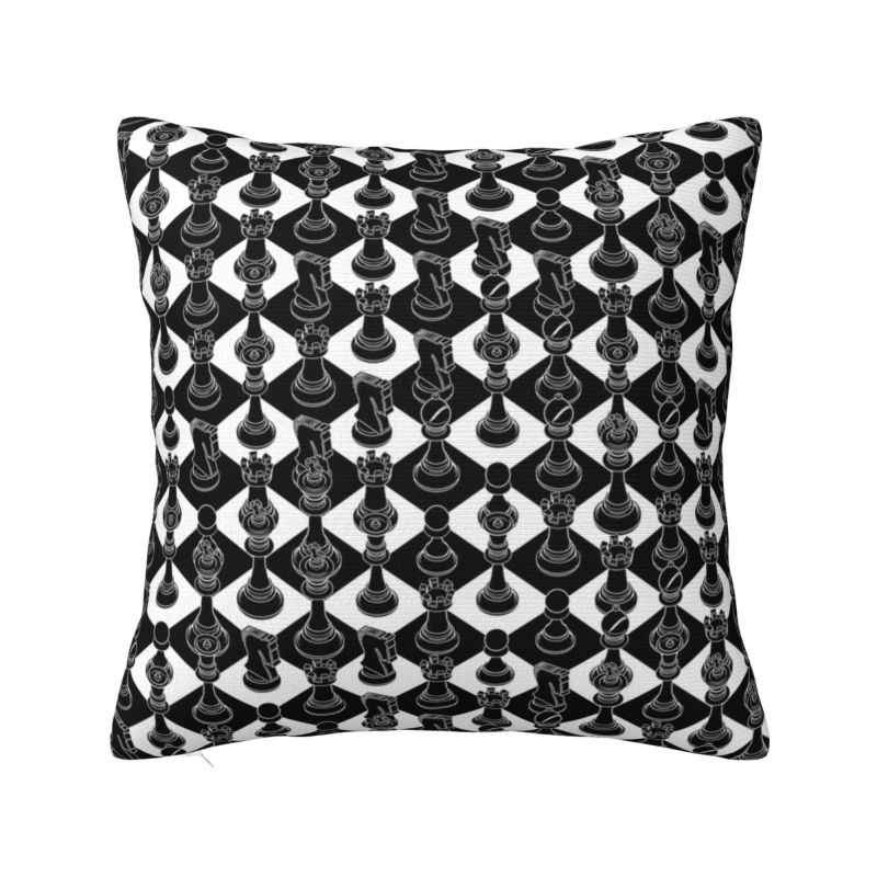 Custom Chess Club Seven Cushion Cover 45x45cm Chessboard Game Chess Piece Soft Modern Pillows for Sofa