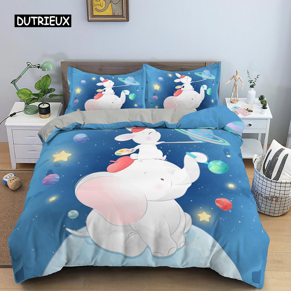 Комплект постельного белья с изображением мультяшных животных, пододеяльник для мальчиков и девочек, симпатичный пододеяльник с изображением животных, украшение для спальни, детский подарок