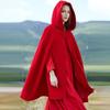 Зимнее женское пальто-накидка с капюшоном, средневековая ретро-накидка, готическая, сохраняющая тепло шаль, длиной до колена, свободный плащ, плотный, застегивающийся на одну пуговицу, уличное пончо, пират