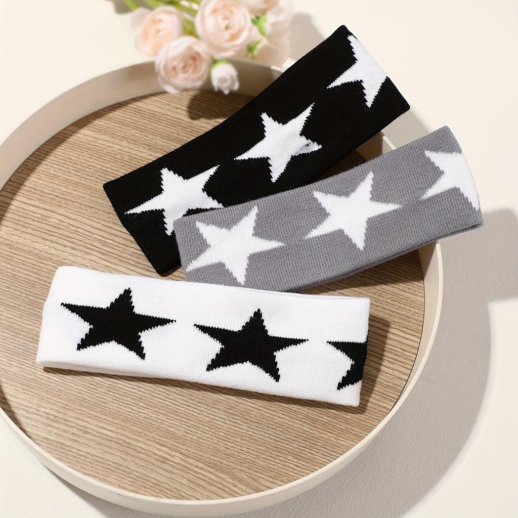 1pc Women's Headband with Star & Color-Blocking - Retro/ Horizontal Stripes & Star Motifs, Soft for Braids, Ponytails, Buns