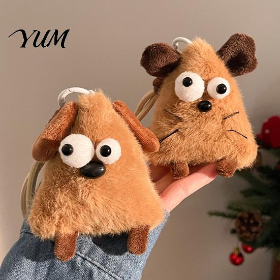 Unique Plush Toy Gift Cute Big-Eye Animal Keychain, Triangle Monster Pendant for Fluffy Cartoon Hanging Ornament Backpack, Soft Stuffed Bag