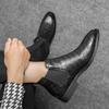 Fashion Classic Retro Men Slip-on Chelsea Boots Stitching Versatile Round-toe Casual Leather Ankle Shoes Brand Men Business Office Boots