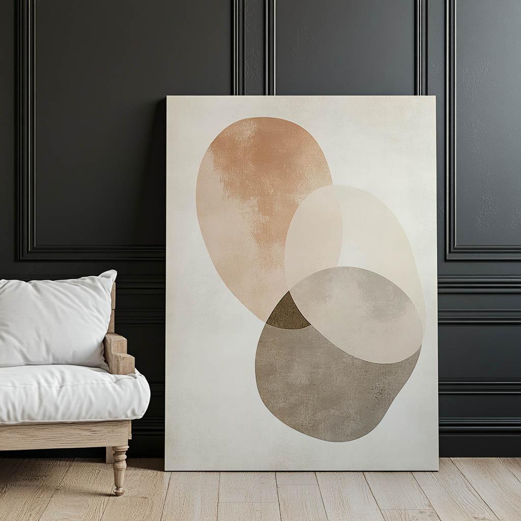 Abstrakcyjne Koła - Minimalistyczna Sztuka Abstrakcyjne Koła - Minimalistyczna Sztuka, 40X50 Cm, Rama Aluminiowa Złota, Papier Matowy 230 Gsm