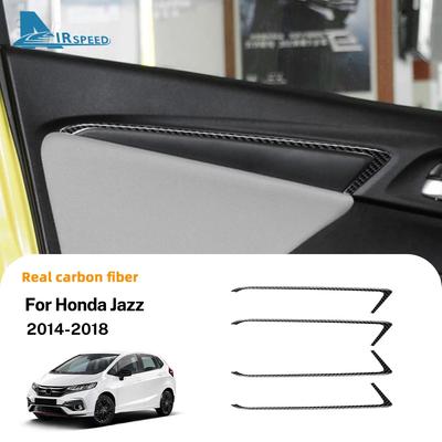 For Honda Jazz/Fit GK5 2014 2015 2016 2017 2018 Real Soft Carbon Fiber Sticker LHD RHD Car Door Trim Strip Interior Accessories