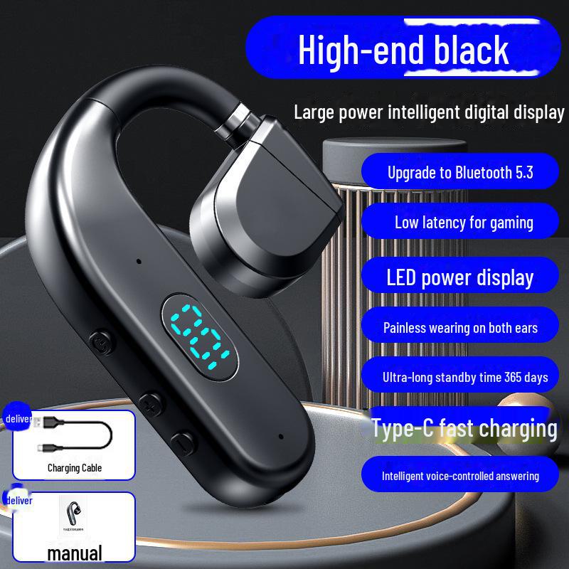 Беспроводная Bluetooth-гарнитура T50: Конструкция с заушным креплением, открытый тип, большая емкость, сверхдлительное время работы от аккумулятора для работы, вождения и бега