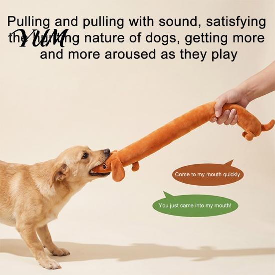 Durable Squeaky Dog Toys Plush Toy, Long Strip Stuffed Animal Chew Soft Pet Interactive Tug-of-War Toy for Small to Medium Dogs Biting Shaking Shaped