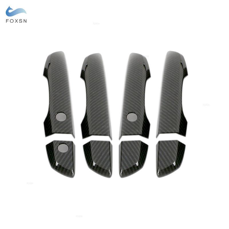 Carbon Fiber Texture / Glossy Black Car styling Exterior Door Handle Cover For Honda Civic 10th 2016 2017 2018 LHD