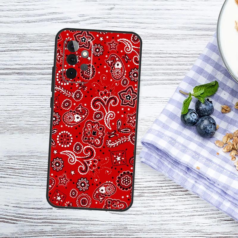 Красная бандана пейсли чехол для Samsung Galaxy A54 A34 A14 A13 A33 A53 A12 A32 A52 A71 A51 A15 A25 A55 A35 чехол