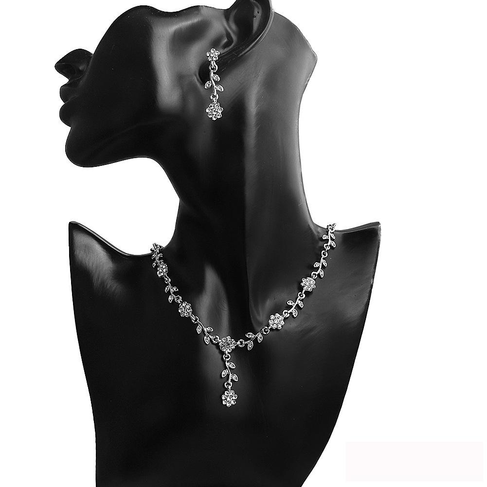 Комплект ювелирных изделий для новобрачных: Серьги и ожерелье из жемчуга и страз для женщин. Идеально подходит для трансграничных свадеб.