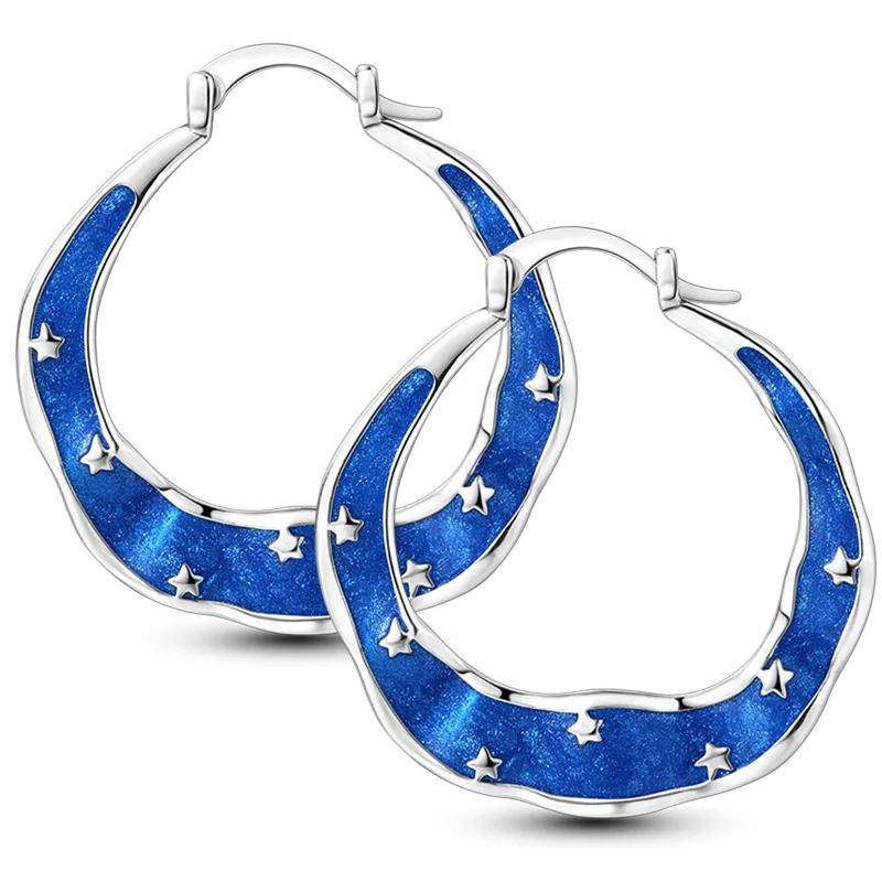 Sales100% S925 Стерлингового Серебра Звезда Луна В Форме Сердца Женские Серьги Подходят Оригинальные Серьги Свадебные Изящные Ювелирные Изделия Подарки