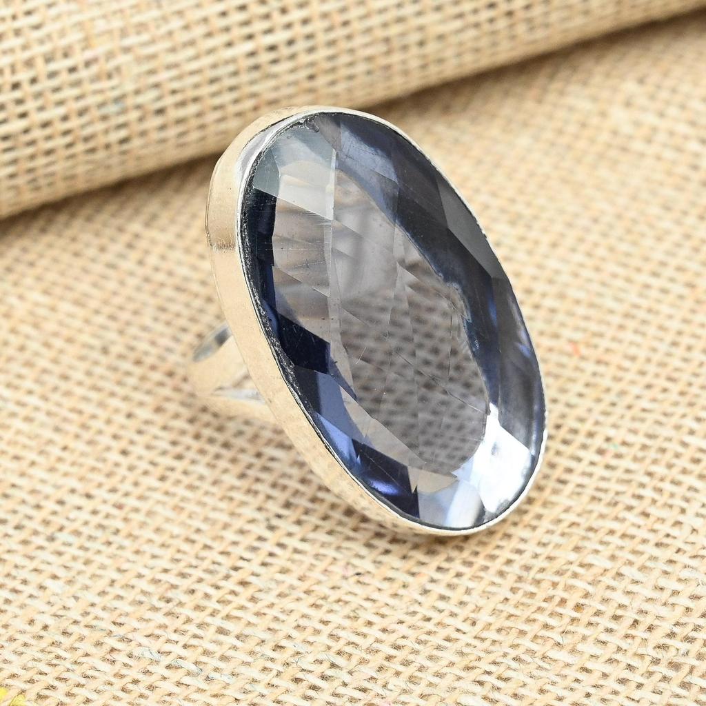 Привлекательный граненый иолит драгоценный камень стерлингового серебра 925 пробы кольцо ручной работы женские украшения