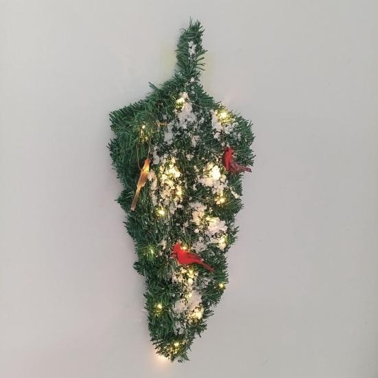 Artificial Christmas Teardrop Swag 20" Faux Pine Greenery Teardrop Wreath with Fake Snow