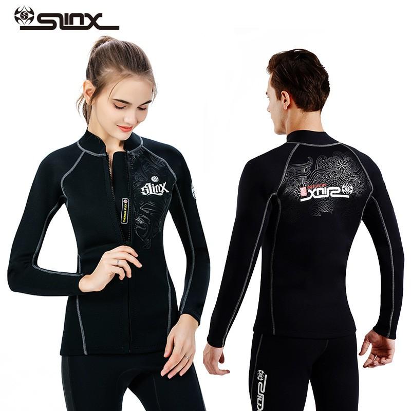 SLINX 2mm Neoprene Wetsuit Jacket Long Sleeve Dive Top Men Women UV Protection Thermal Warm Water Sports Surfing Diving