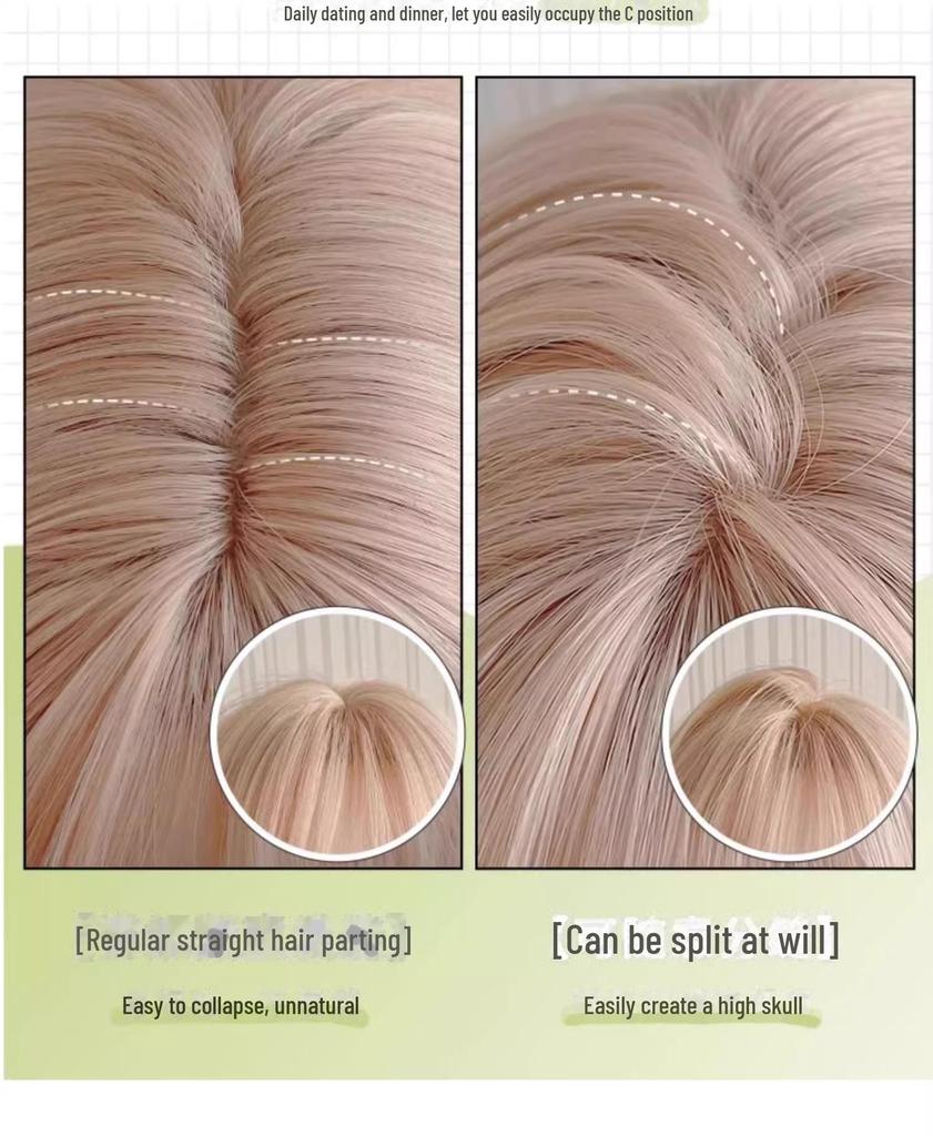 Platinum Blonde Long Wig for Women - Mi Haisha Cosplay Lolita Full-Cover Straight Hairstyle Set