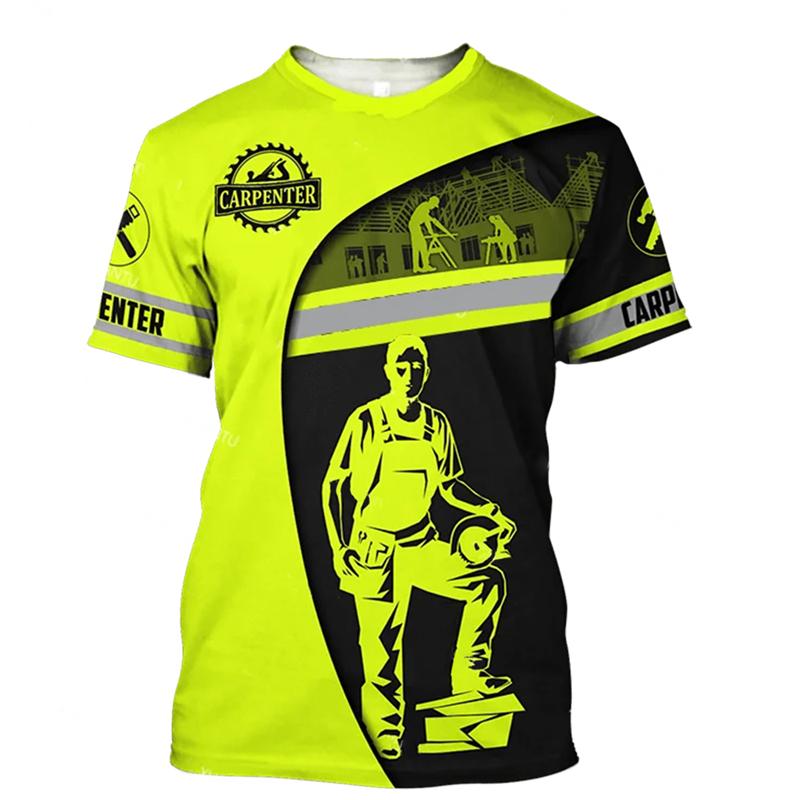 Футболка мужская плотник рабочий короткий рукав круглый вырез дышащая футболка 3d принт графические инструменты Harajuku повседневная рабочая одежда футболки