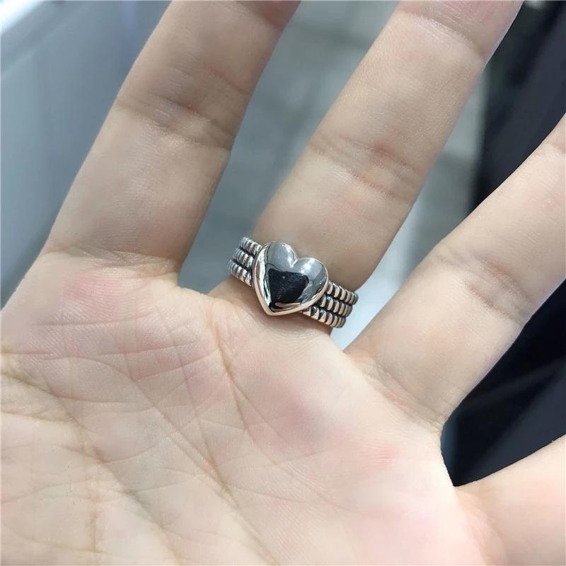foxanry Штамп LOVE Heart Кольца Винтаж ручной работы Тайские элегантные вечерние ювелирные изделия Подарки для женщин Пары